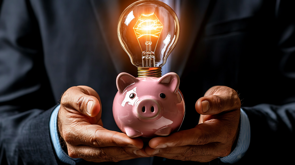 Adobe Stock - Piggy Bank with Light Bulb above it