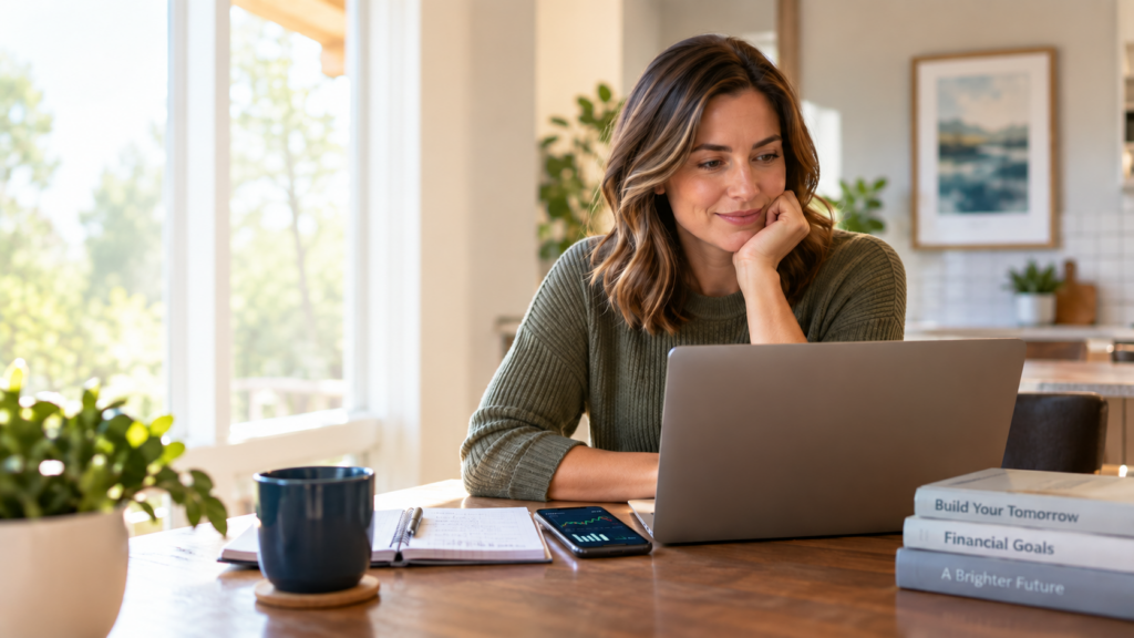 Woman on her laptop on office desk.